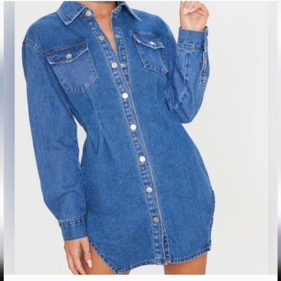 PrettyLittleThing Dresses & Skirts - PrettyLittleThing Classic Blue Denim Midi Dress
